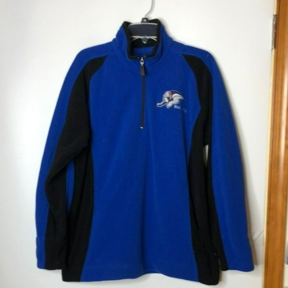 Pro Celebrity Mens 1/4 Zip Fleece Jacket Bulldog Logo Blue Black S SMALL